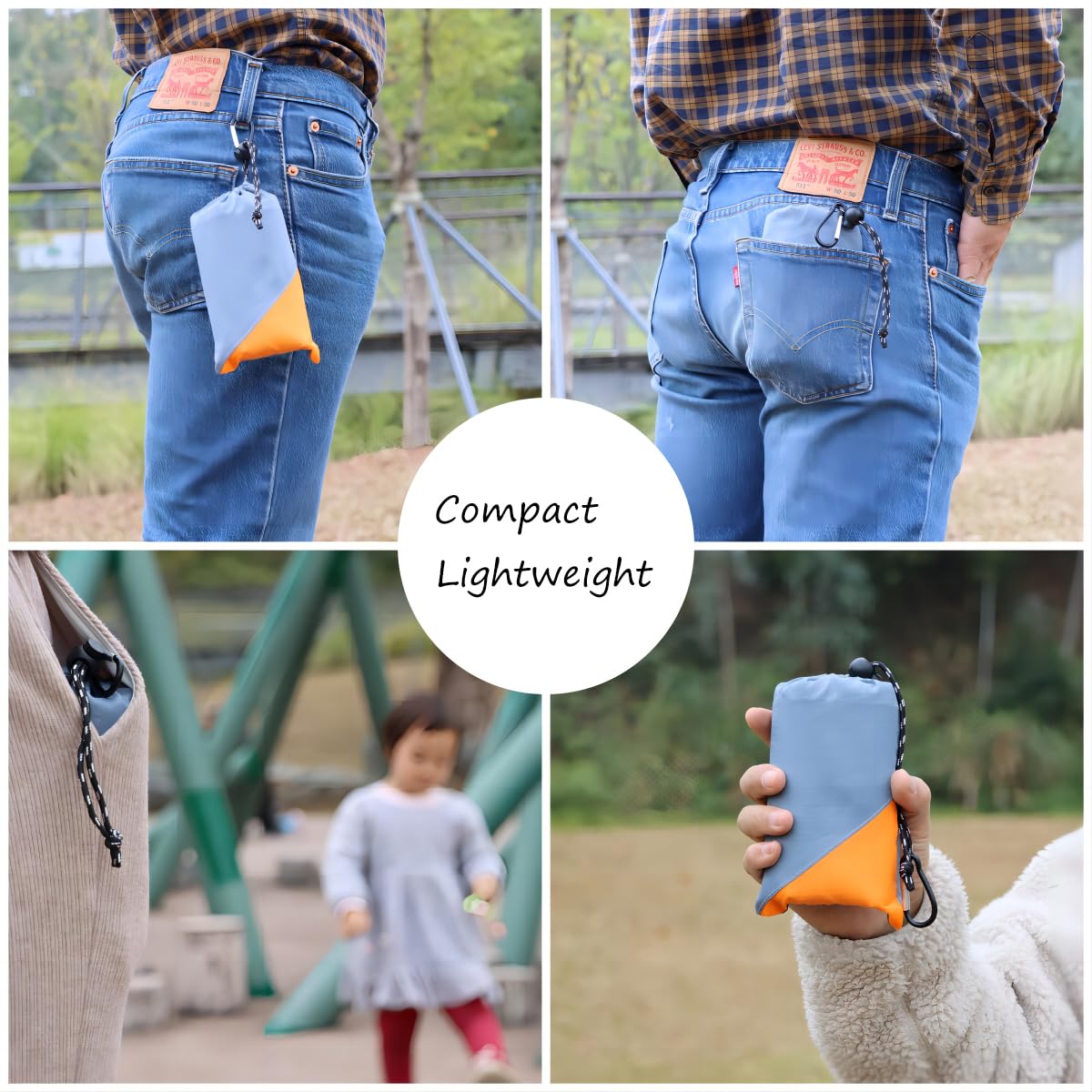 Orga'Neat Pocket Picnic Blanket, Sandproof Lightweight Pocket Camping Tarp, 55″x 60″ Foldable & Fits into Small Bag, Water Resistant Washable Quick Dry Compact Beach Mat for Outdoor Recreation