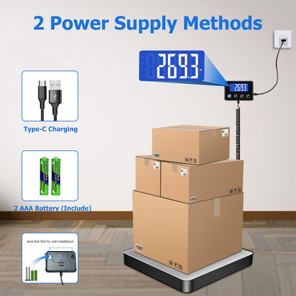 KUAIVO Shipping Scale, 440 lbs/0.35oz High Accurate Digital Postal Scale with Hold/Tare Function, Shipping Scale for Small Business, Packages, Luggage, Home Use, Battery & Charging Cable Include