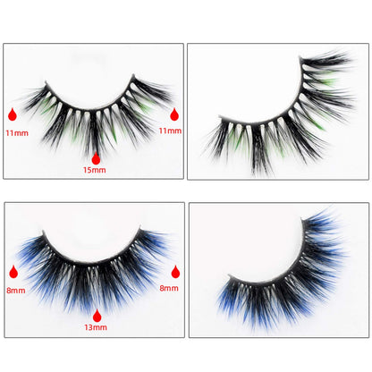DAODER False Eyelashes Hybrid Colored Lashes Wispy Fake Lashes Natural Look Faux Mink Lashes 15mm Long Cosplay Costume Eye Lashes Multipack 7 Pairs