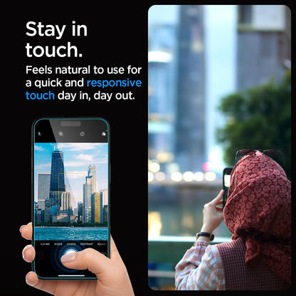 Spigen Tempered Glass Screen Protector [GlasTR EZ FIT] designed for iPhone 15 Pro [Case Friendly] - 2 Pack