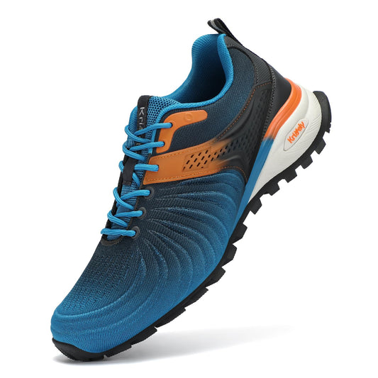 Kricely Men's Walking Shoes Breathable Trail Running Shoes for Men Lightweight Fashion Sneakers for Outdoor Sports Gym Jogging Peacock Blue Size 11.5