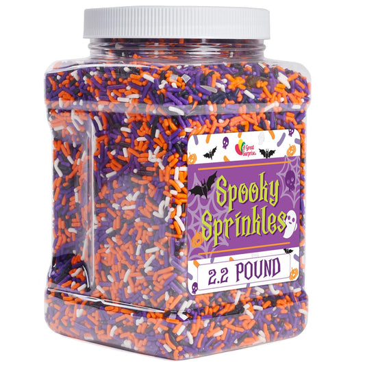 Halloween Sprinkles - 2.2 LB - Orange, Black, Purple and White Jimmies - Spooky Season Sprinkles