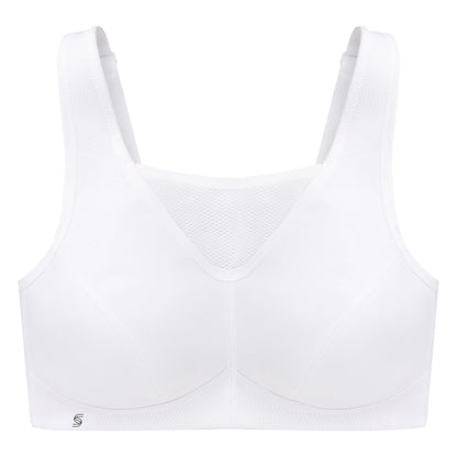 Full Figure Plus Size No-Bounce Camisole Sports Bra Wirefree #1066 White