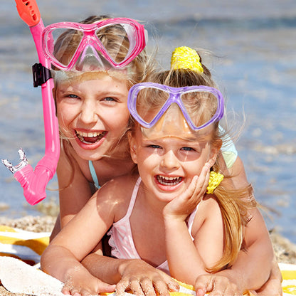 Kids Snorkel Set Dry Top Snorkeling Gear for Kids Youth Boys Girls Junior Age 5-15,Tempered Glass Swimming Diving Mask and Snorkel Set 180 Degree Panoramic View (Light Pink)