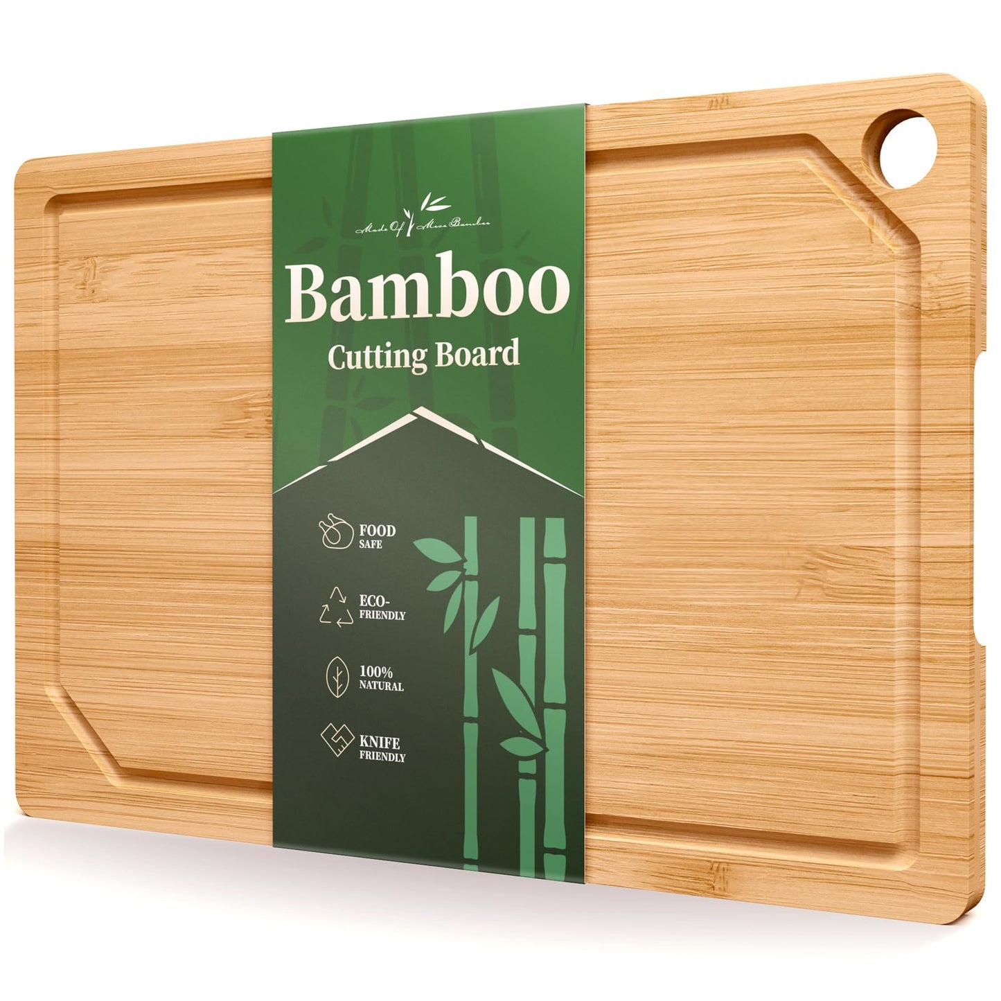 Kitsure Bamboo Cutting Board - Multi-Sizes Wooden Cutting Boards for Kitchen, Convenient Kitchen Essentials with Deep Juice Grooves, Natural Cutting Board for Chopping & Serving, 15.0" x 10.0"