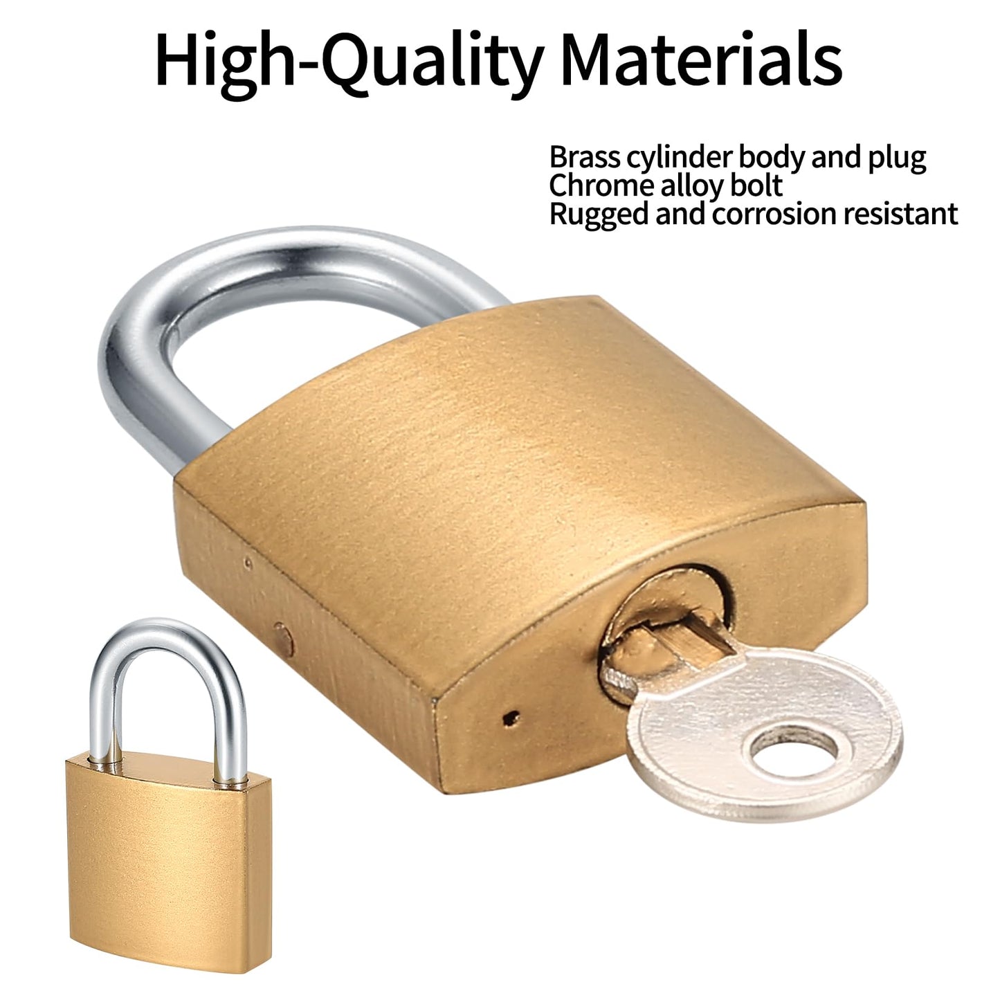 4 Pcs Small Keyed Padlocks with Keys, Pad Locks,Solid Brass Padlock with Key, Lockers Locks with Same Keys for Toolbox, Sheds, Storage Unit, Gym, Fence, Lockers Padlocks