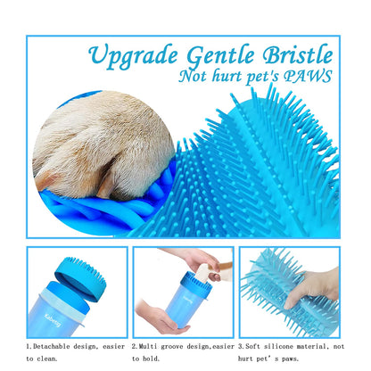 Kabetig Dog Paw Cleaner for Meduim Small Breed Dogs with 3Pcs Absorbent Towels & Graspable Dog Bath Brush (Blue, Medium)