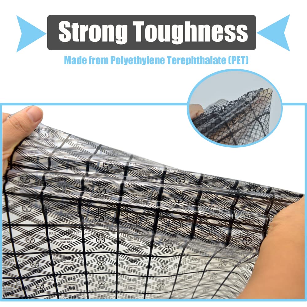 Daarcin Open Top Antistatic Bag,10pcs 12X16in/30x40cm Large ESD Anti Static Bags for Motherboard Video Card LCD Screen with Anti-Static Labels