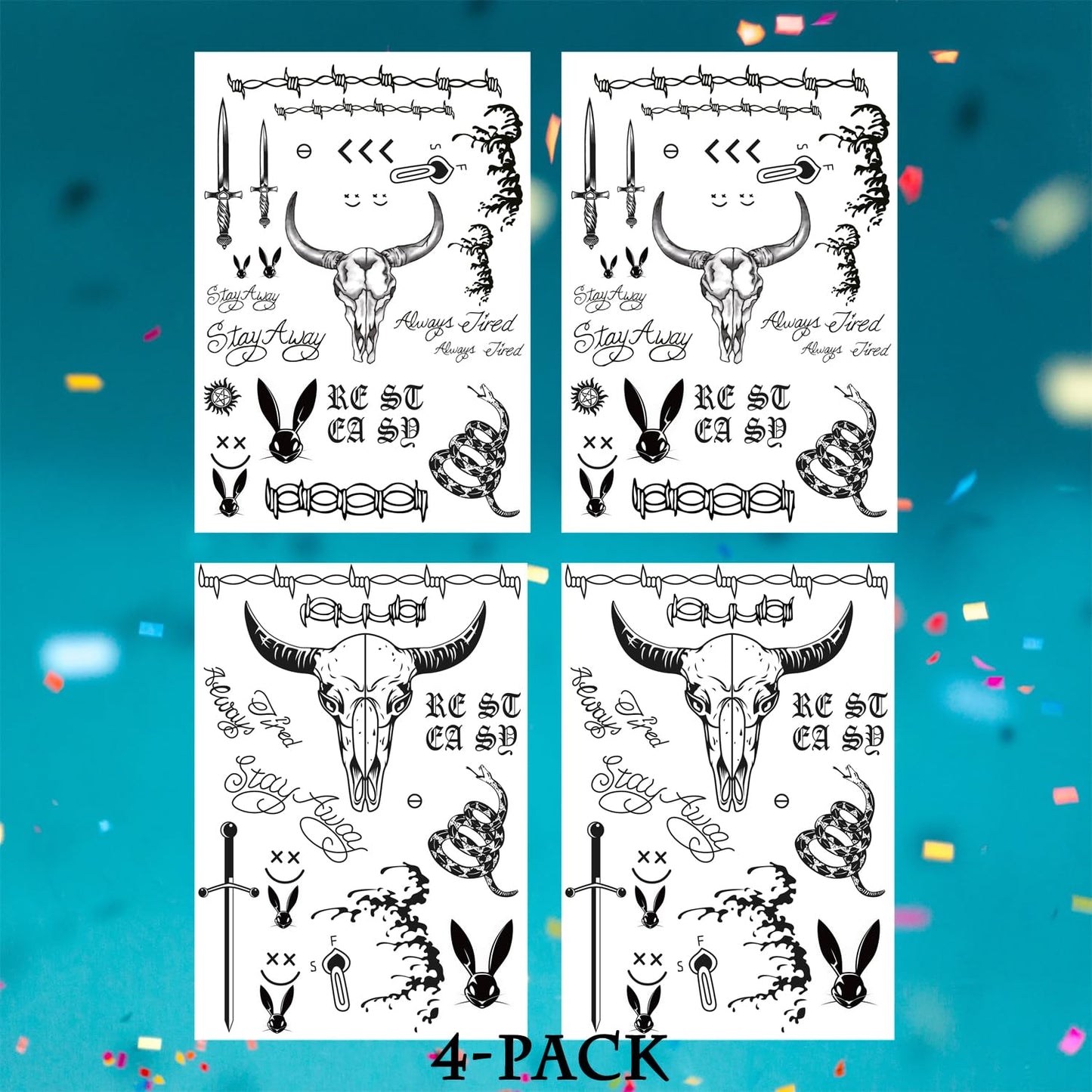 Halloween Temporary Face Tattoos, Fake Tattoo Stickers