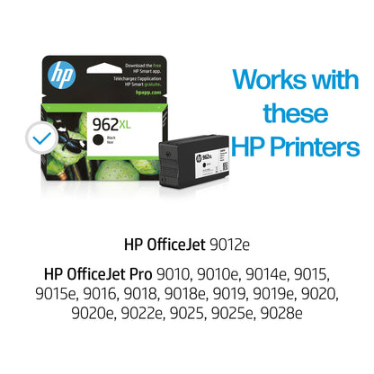 HP 962XL Black High-yield Ink Cartridge for HP Printers | Works with Printer Series: OfficeJet 9010, Pro 9010, 9020 | Eligible for Instant Ink | 3JA03AN
