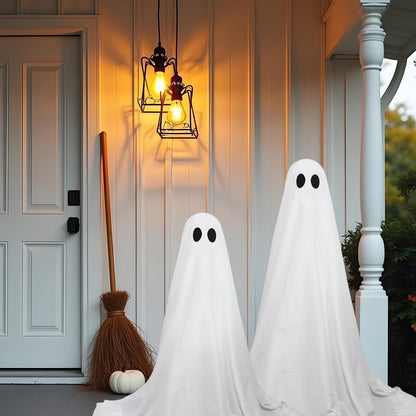 DAZONGE 2 Packs Halloween Decorations Outdoor, Spooky Halloween Ghost Decor with Remote String Lights Battery Operated, Easy to Assemble Ghost Decorations for Front Porch Yard
