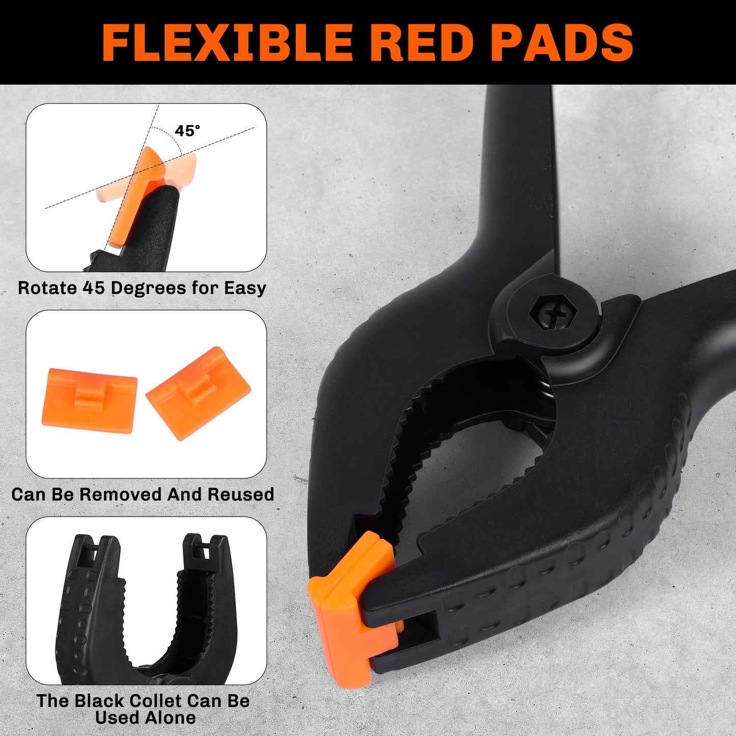 10 Pack Spring Clamps Heavy Duty - Assorted Sizes Spring Clips Plastic 6.5 Inches, 4.5 Inches, 3.5 Inches Set - Backdrop Clips Small Clamps For Crafts Woodworking Background