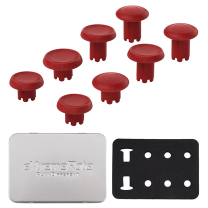 eXtremeRate ThumbsGear Interchangeable Thumbsticks for PS5 Edge Controller, Replacement Carmine Red Analog Thumb Sticks Caps for PS5 Edge Controller - 4 Heights 3 Surfaces Grips - NO Thumbstick Base