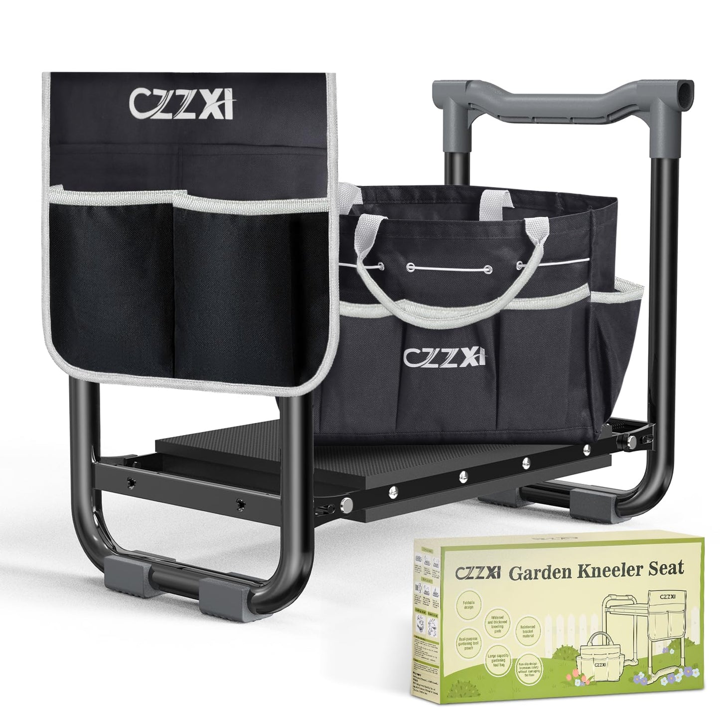 CZZXI Garden Kneeler and Seat, Wider and Thicker Kneeling Pad Heavy Duty Gardening Stool with Gardening Tool Pouch and Bag, Garden Bench/Chair Gifts for Women, Seniors