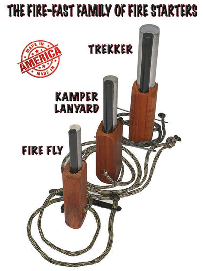 Fire-Fast Trekker. Best Emergency Waterproof Survival Fire Starter. Magnesium and Euro Fire Steel Ferro Rod. Compact Durable Tool for Bushcraft, Camping, Backpacking, Hiking, Hunting, or Bug Out Bag.
