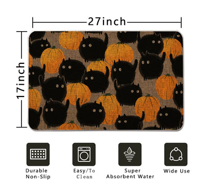 GAGEC Halloween Door Mat Pumpkins Cat Outdoor Rug Bathroom Doormat Entrance Rugs Farmhouse Home Kitchen Decoration Floor Front Door Mats 17 x 27 Inch