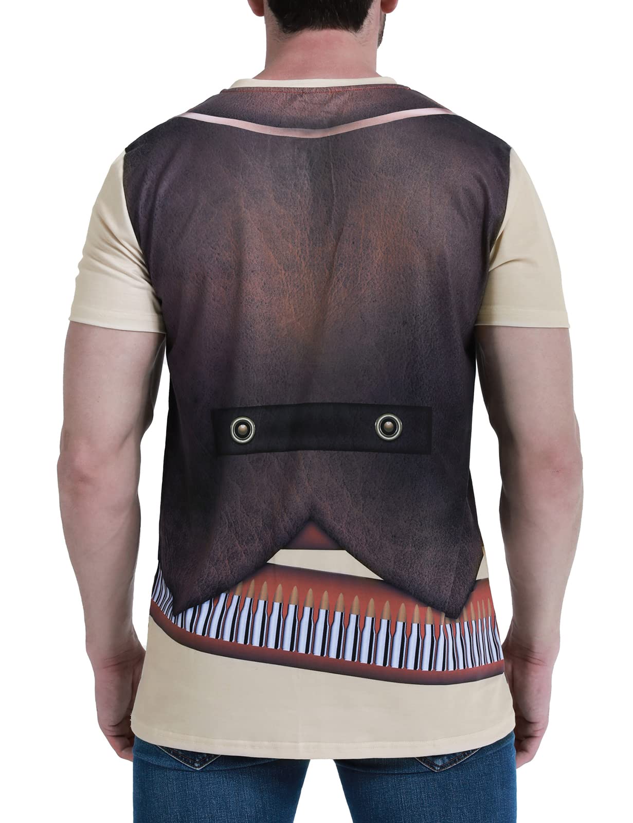 Funny World Men's Western Cowboy Costume T-Shirts, X-Large, Brown