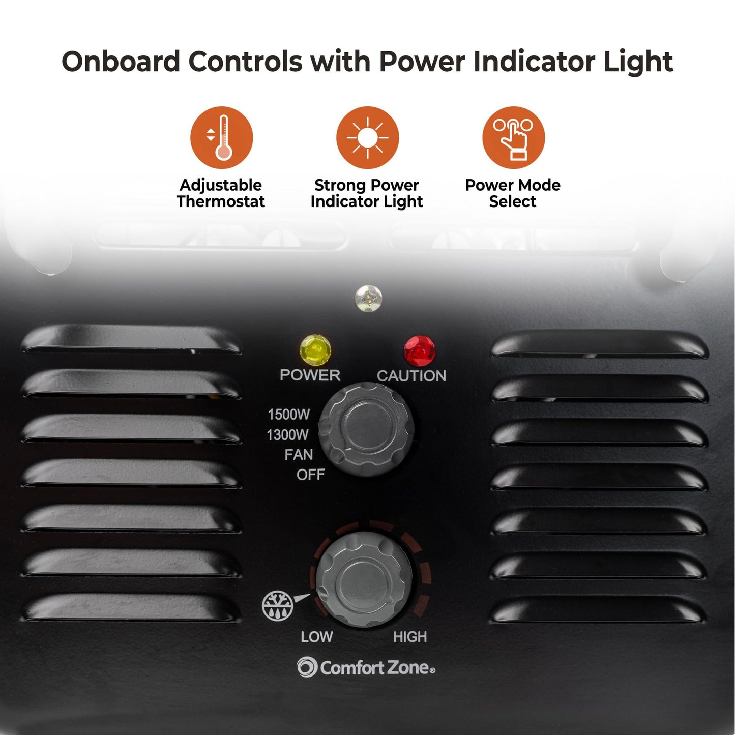 Comfort Zone Electric Portable Milkhouse Style Utility Space Heater with Adjustable Thermostat, Overheat Protection, and Safety Tip-Over Switch, Ideal for Garage or Greenhouse, 1,500W, CZ798BK