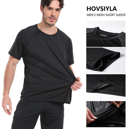 HovSiyla 5 Pack Running Shirts Men Sport Tops Dry Fit Gym Wicking Athletic T Shirts Breathable Cool Workout Shirts L