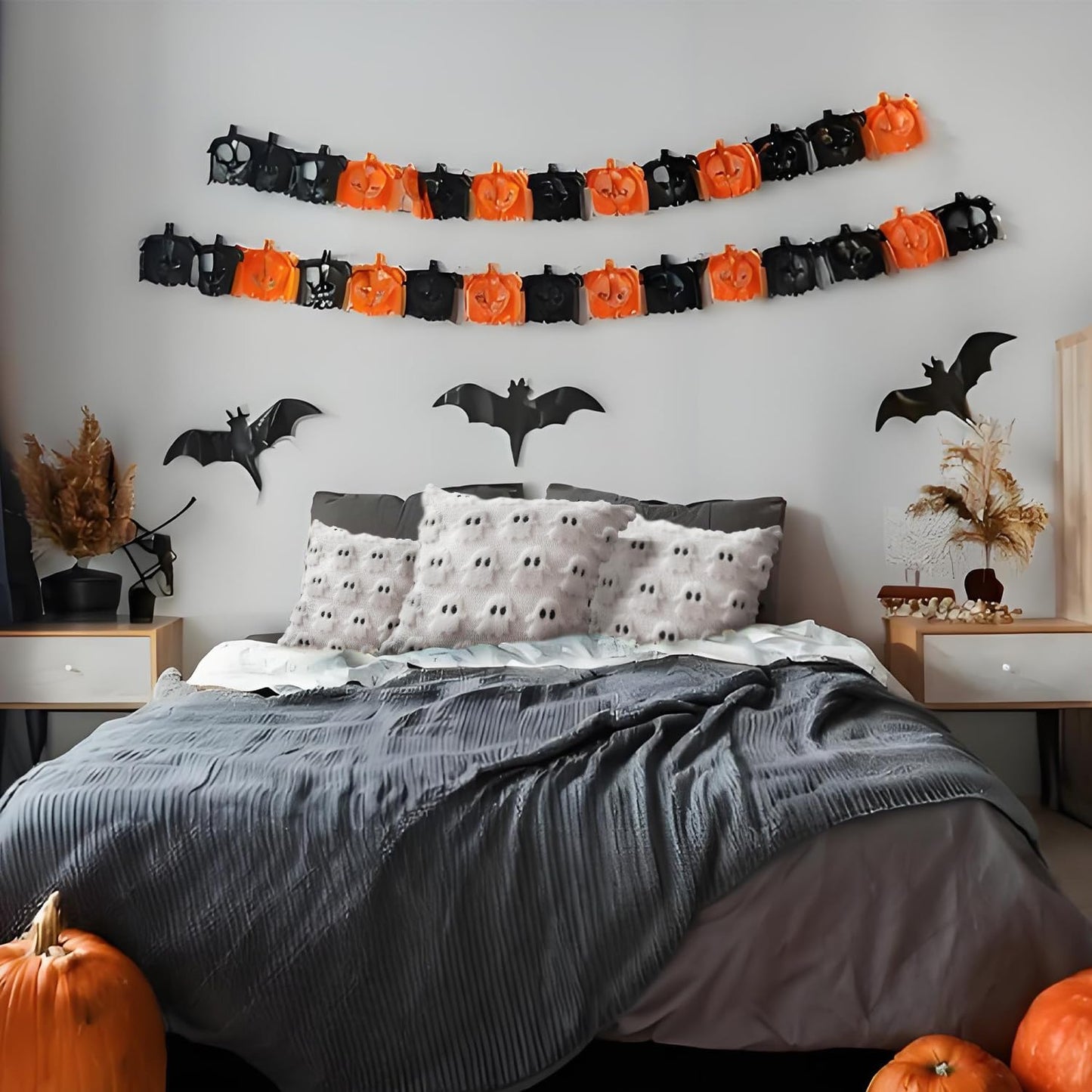 4 Pcs Halloween Throw Pillow Covers 18x18, Soft Faux Fur Pillow Cases Decorations, Fluffy Plush Accent Couch Cushion Case for Halloween Chair Sofa Bedroom Living Room Home Decor(Ghost B)