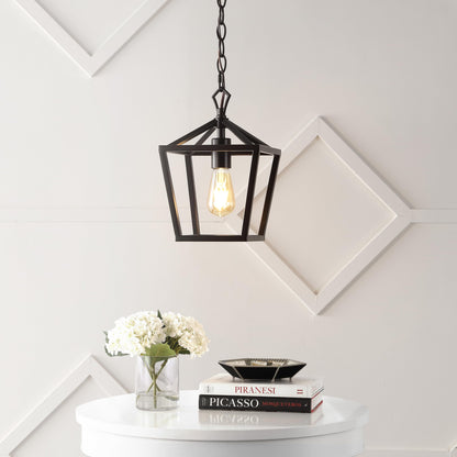 JONATHAN Y JYL7618A Pagoda 8" 1-Light Vintage Farmhouse Iron Chain Pagoda LED Pendant Minimalist, Rustic, Industrial, Classic, Casual, Living Room, Dining Room, Bedroom, Foyer, Oil Rubbed Bronze