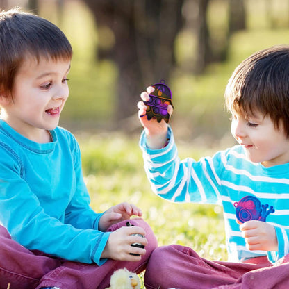 DZLUSJ 30pcs Halloween Mini Pop Keychain Fidget Toys - Rainbow Silicone Simple Fidget Toys - Halloween Decorations and Party Favor