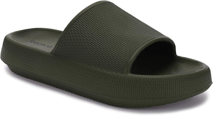 Joomra Slides Slippers for Womens Men Athletic Cushion Non-Slip Pillow House Beach Spa Garden Sandals Ladies Male Sandalias Sandles Army Green 35-36