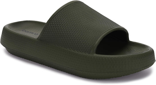 Joomra Slides Slippers for Womens Men Athletic Cushion Non-Slip Pillow House Beach Spa Garden Sandals Ladies Male Sandalias Sandles Army Green 35-36
