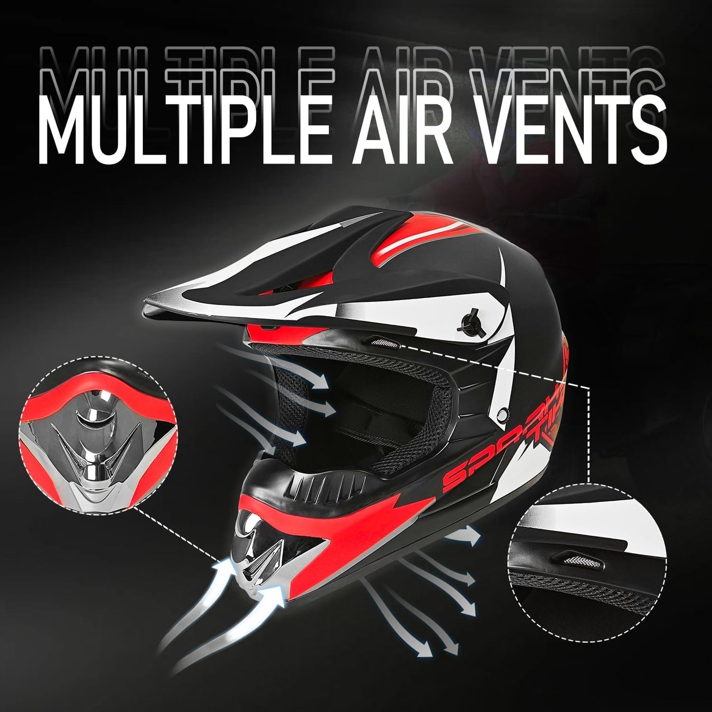 Kids Youth Off-Road Motorcycle Helmet Full Face,Goggles, Gloves & Mask Set,DOT Approved ATV BMX MX Mountain Bike Motocross Gear for Boys Girls Halloween (Red, S)