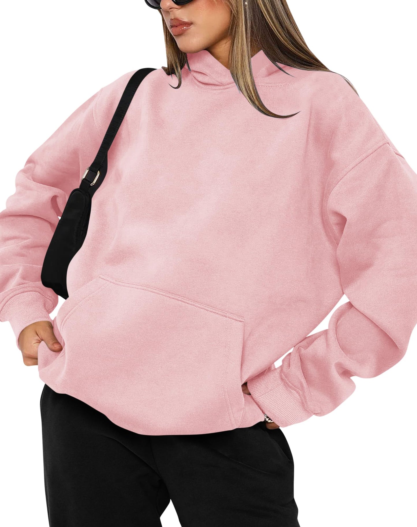 TICTICMIMI Women's Hoodies Sweatshirts Cute Long Sleeve Tops Loose Fleece Pullover Shirts with Pocket Pink