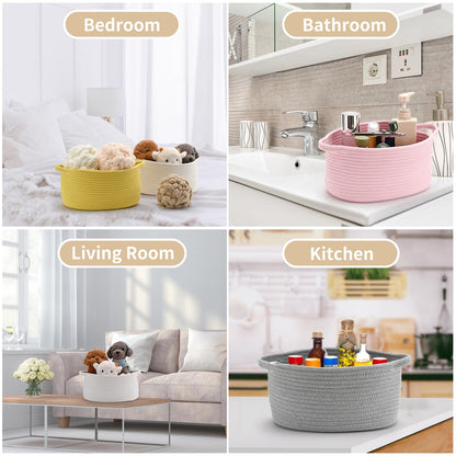 Happyiren Cute Woven Storage Basket with Handle, Baskets for Gifts Empty, Gift Baskets for Birthday Baby Shower Raffle Burr Fundraiser, Decorative Organizer Box for Baby Toy Pet, 13" D x 8" W x 6" H