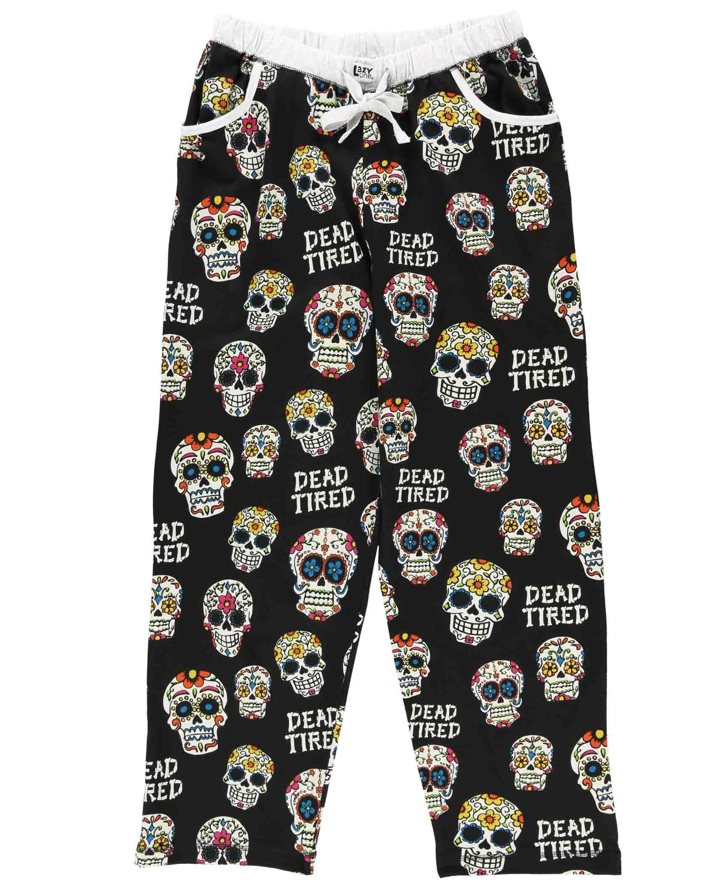 Lazy One Pajamas for Women, Cute Pajama Pants and Top Separates, Dead Tired, Sugar Skull