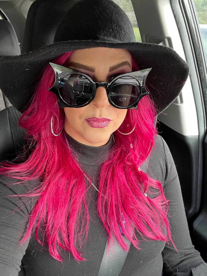 FEISEDY Women Men Funny Sunglasses, Butterfly Shaped Bat Shades for Halloween and Party B4142