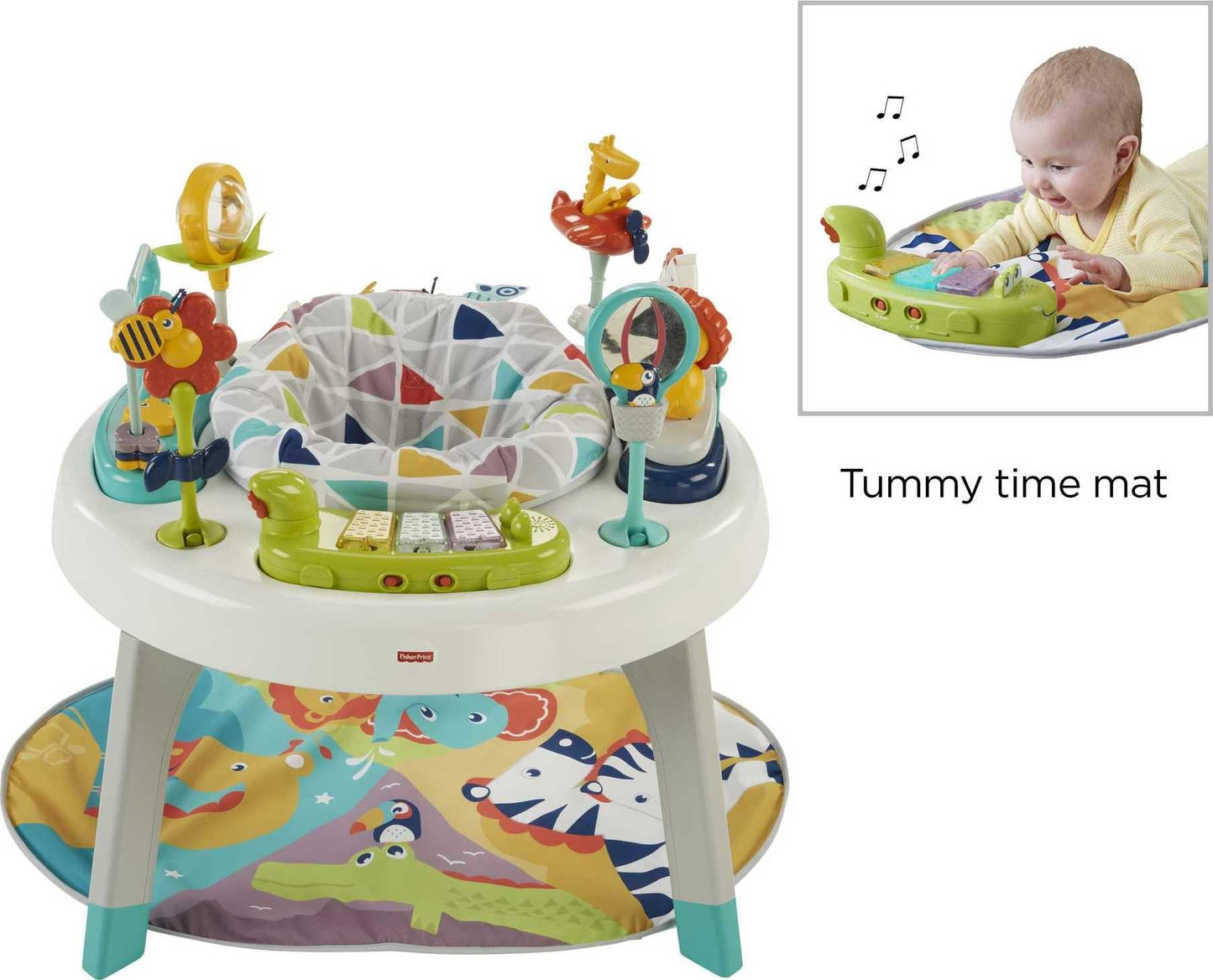 Fisher-Price Baby to Toddler 3-in-1 Sit-to-Stand Activity Center with Playmat, Music Lights & Spiral Ramp