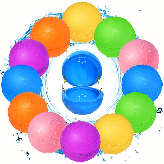 12Pcs Reusable Water Balloons, Pool Toys for Boys and Girls, Beach Outdoor Activities Water Toys for Kids Ages 3-12, Summer Water Toy for Boys and Girls