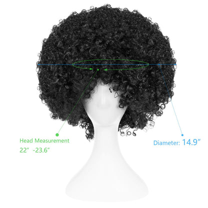 Joy Join Unisex Short Fluffy Afro Funny Wigs for Halloween,Holiday Party Clown Costume (Black)