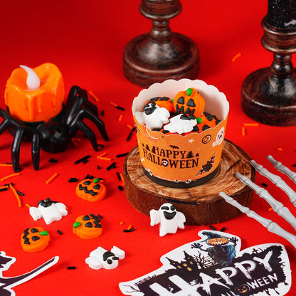 16 Pcs Edible Halloween Cupcake Toppers, 8 Pumpkin Cupcake Toppers, 8 Ghost Cake Decorations, Halloween Cake Decorations for Cookies, Cakecircle, Cupcakes, macarons, and Ice Cream