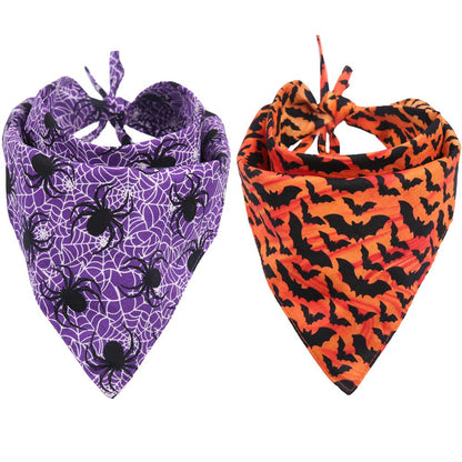 KZHAREEN 2 Pack Halloween Dog Bandana Reversible Triangle Bibs Scarf Accessories Large