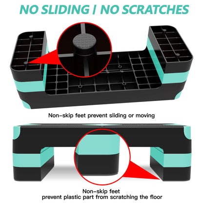 GYMMAGE Aerobic Exercise Stepper - Adjustable Workout Platform, 26.5" Step Deck with 4" 6" 8" Height Risers, Women's Home Gym Cardio Fitness