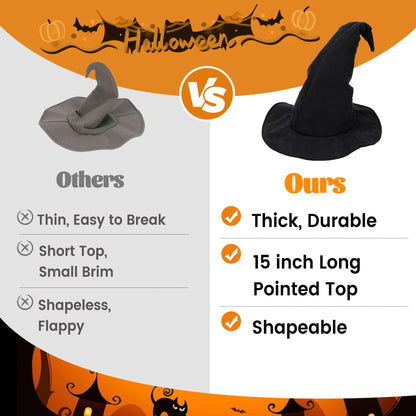 Ibeauti Witch Hat Women Adult Black Halloween Witch Costume Hat (Black)