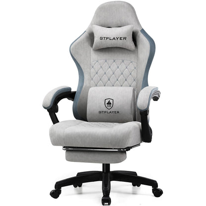 GTPLAYER Gaming Chair, Computer Office Chair with Pocket Spring Cushion, Linkage Armrests and Footrest, High Back Ergonomic Computer Chair with Lumbar Support Task Chair with Footrest