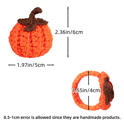 D-buy Set of 4 Pumpkin Napkin Rings, Fall Napkin Rings Thanksgiving Halloween Napkin Ring Holder, Handcrafted Crochet Napkin Holders for Thanksgiving Dinner Table Décor (4, Orange)