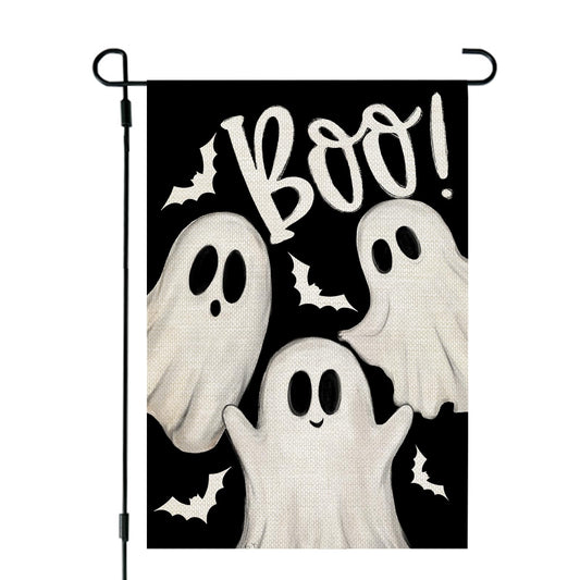 CROWNED BEAUTY Halloween Garden Flag 12x18 Inch Double Sided Ghosts Boo Decoration for Outside CF1883-12