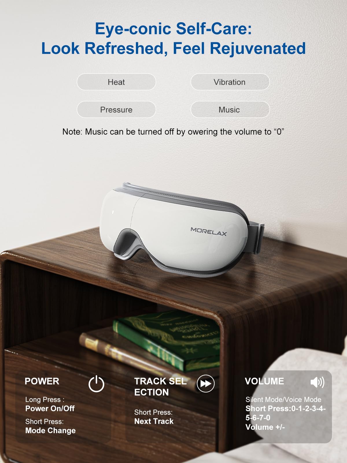 Eye Massager with Heat & Bluetooth Music, Birthday Gifts for Women, Reduce Eye Strain, Headache Relief and Improve Sleep, Eye Care Device for Migraine