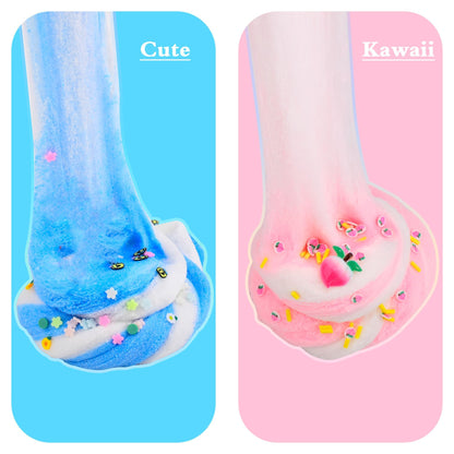 2 Pack Cloud Slime Kit with Blue Cake and Pink Charms, Scented DIY Slime Supplies for Girls and Boys, Stress Relief Toy for Kids Education, Party Favor, Gift and Birthday