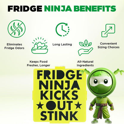 Fridge Ninja Compact Fridge Deodorizer (2 Pack) - More Effective Than Baking Soda - Compact Size Refrigerator Deodorizer Made of Activated Carbon