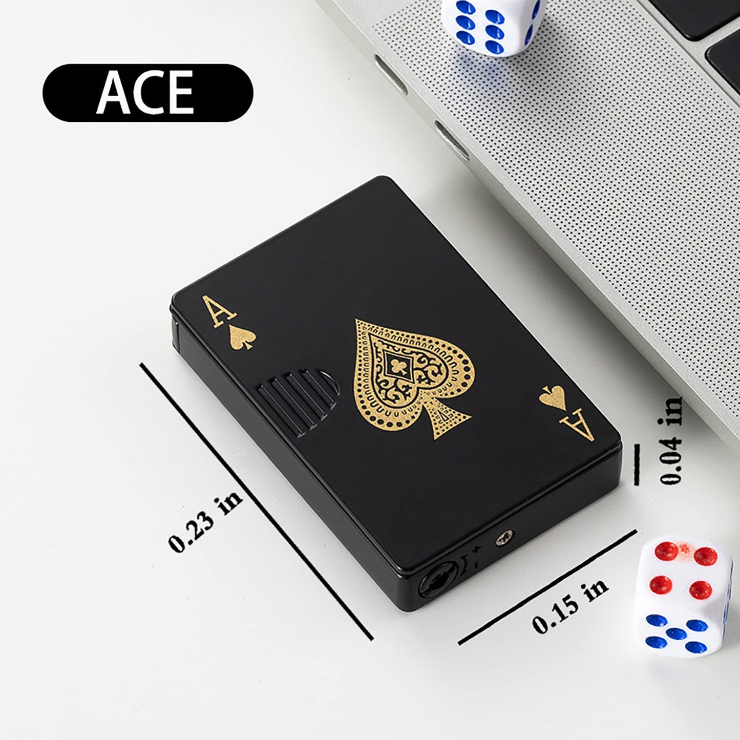 Klasyt Jet Torch Lighter, Green Flame Ace Card Refillable Butane Metal Windproof Poker of Spades Cool Lighter Design, Outdoor, Indoor, Camping, BBQ, Candle, Birthday, Gift for Men