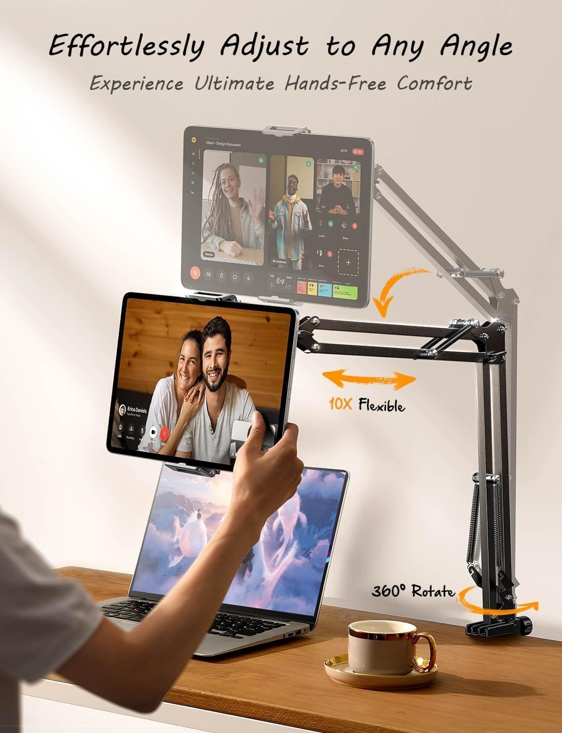 LISEN Tablet Stand Phone Holder iPad Holder for Desk Mount[Ultra Sturdy] 2 Clamps Kindle Holder for Bed Gooseneck Phone Tablet Holder Mount Phone Stand fits iPhone iPad Mini 7 Kindle 4-13" Device