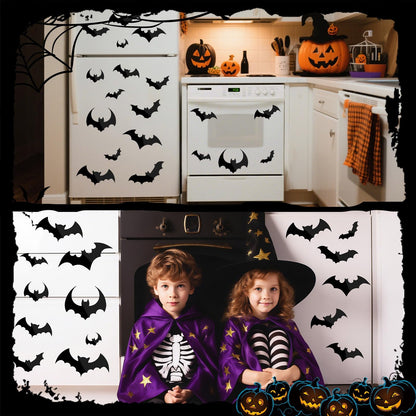 JULMELON 22pcs Halloween Car Magnets, Black Bat Decorations for Halloween Party Supplies Fridge Car Garage Door Cruise Decor