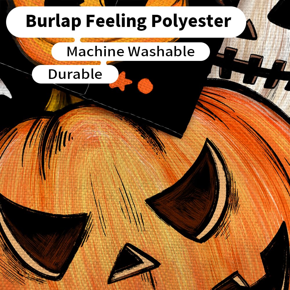 CROWNED BEAUTY Halloween Garden Flag 12x18 Inch Double Sided Jack O Lantern Decoration for Outside CF1884-12